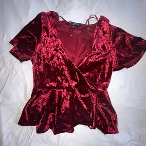 One Clothing Velvet Wrap Blouse, Medium